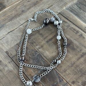 Chicos Silver and Black Beaded Necklace